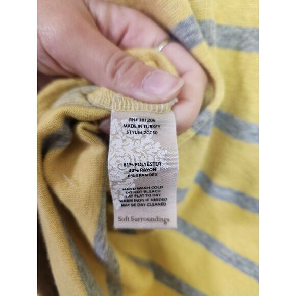 Soft Surroundings Long Sleeve Yellow Striped Top Womens Size Medium - Picture 5 of 5